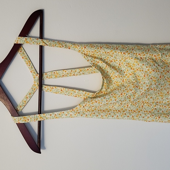 Free people mini dress cream with oranges print open back cross straps size S - Picture 2 of 9